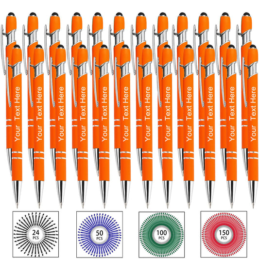 Hapelf Up to 500 Bulk Personalized Pens Custom Engraved Ballpoint Pen with Stylus Tip Retractable