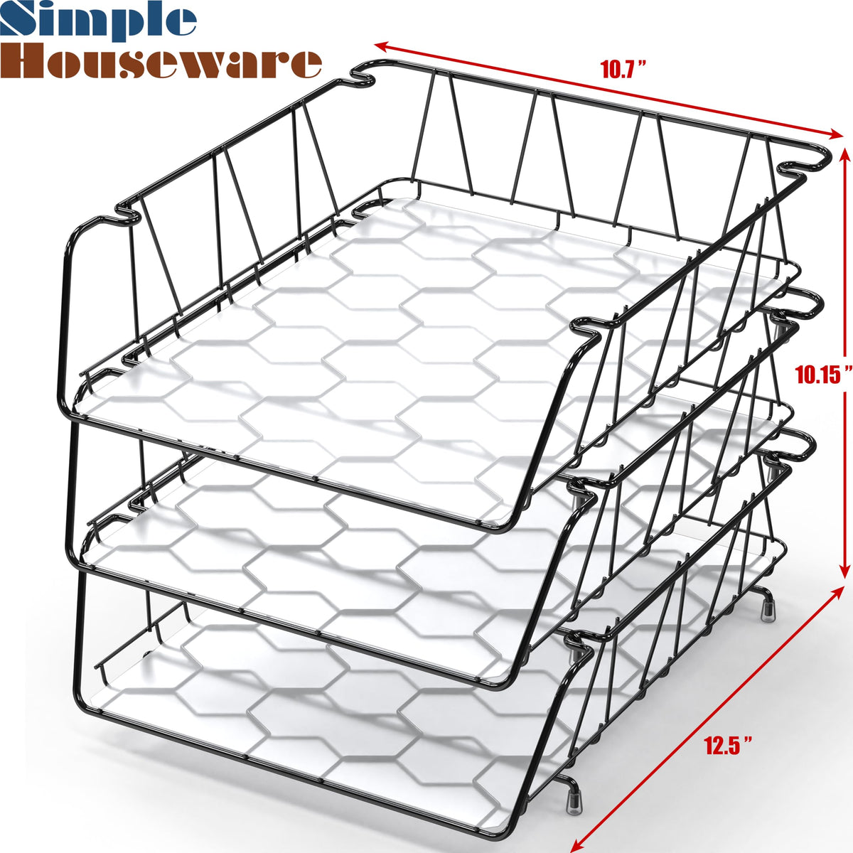 Simple Houseware Stackable Letter Tray, Wire Grid, Black