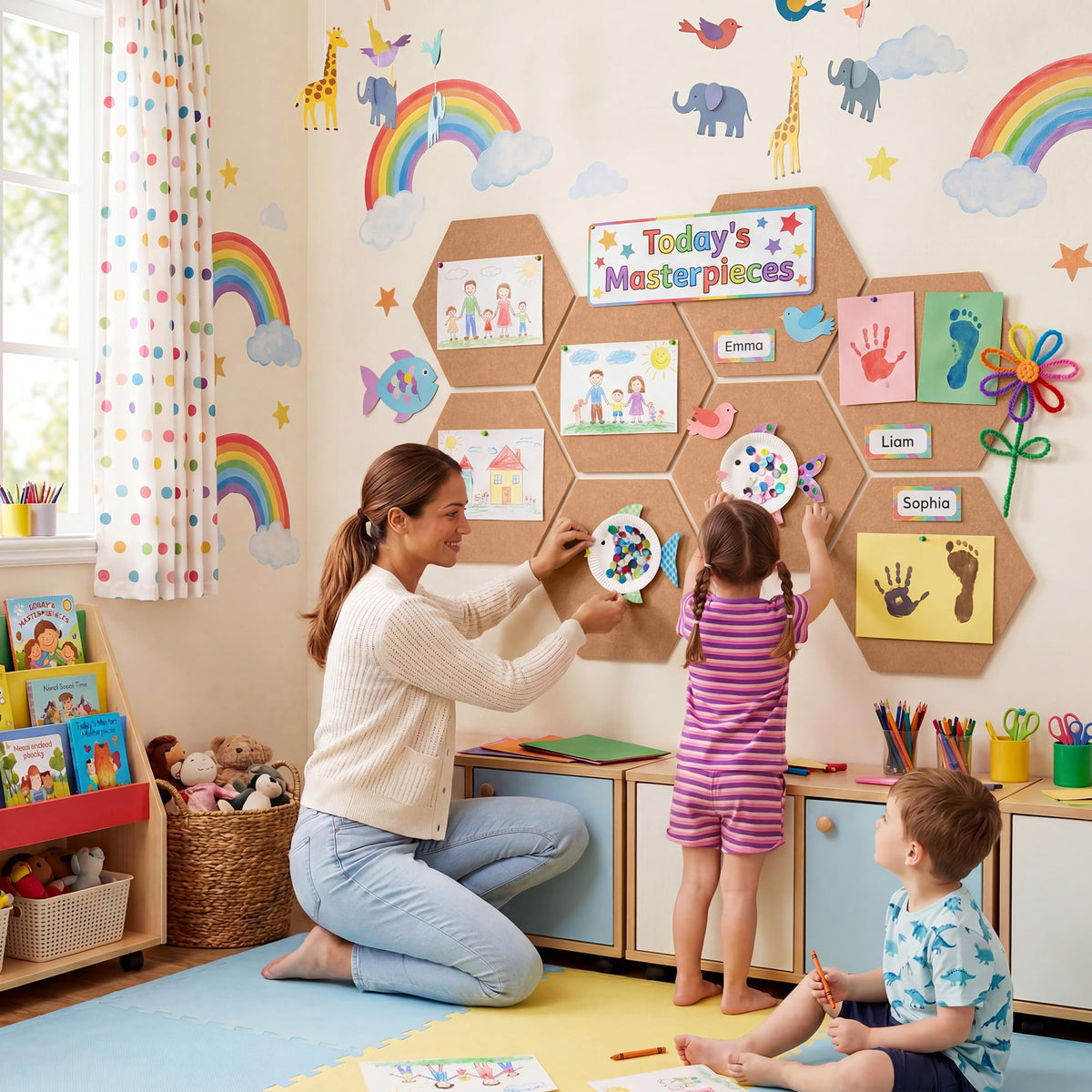 Uoisaiko 8-Pack Hexagon Felt Bulletin Board Tiles, Cork Board Alternative