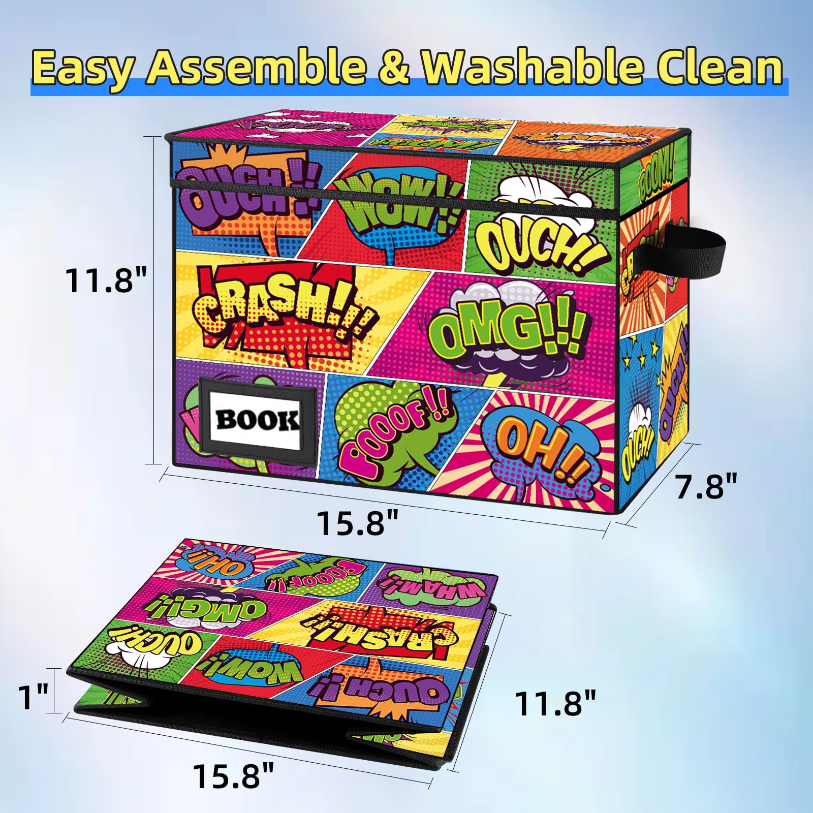YNSZAS 2 Pack Collection Comic Book Storage Boxes, Protector Organizer 15.8" X 7.8" X 11.8"