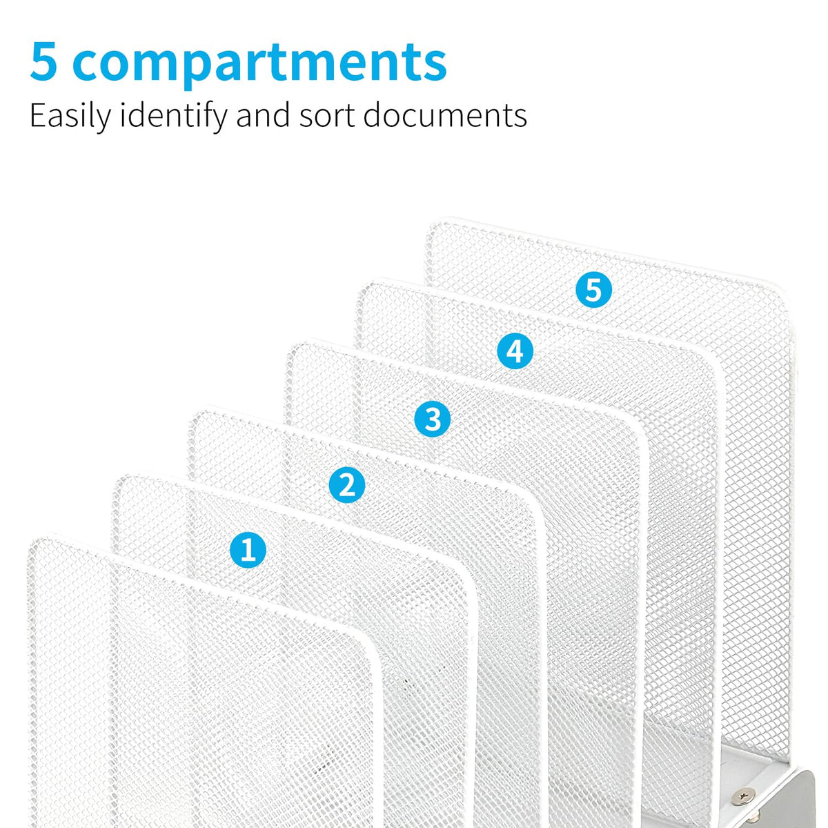 LEKETREE File Organizer for Desk, Desk Organizer with 5-Section Vertical File Rack, File Folder