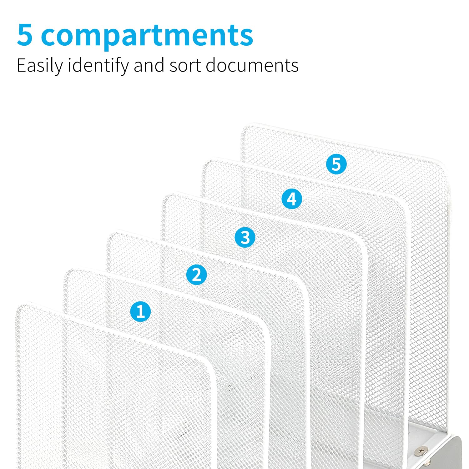 LEKETREE File Organizer for Desk, Desk Organizer with 5-Section Vertical File Rack, File Folder