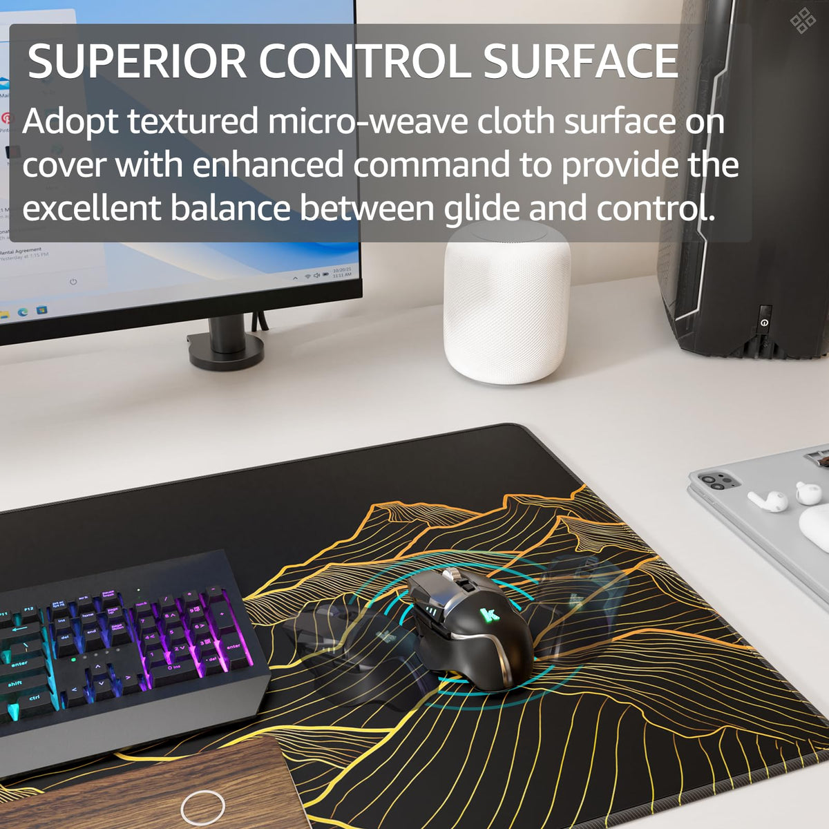 KTRIO Large Gaming Mouse Pad, Desk Mat, 31.5 x 15.7 in, Bright Rise, XXL
