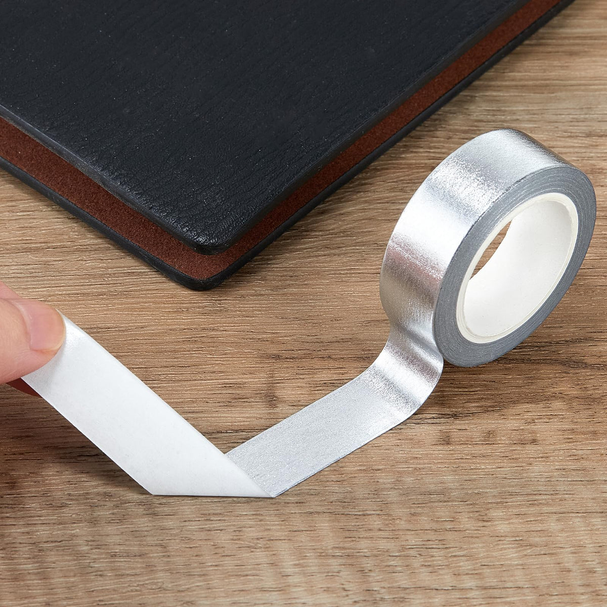QDiShi 2 Rolls Silver Washi Tape for Wall Decor Decorative,Foil Masking Tape Low Tack Self Adhesive