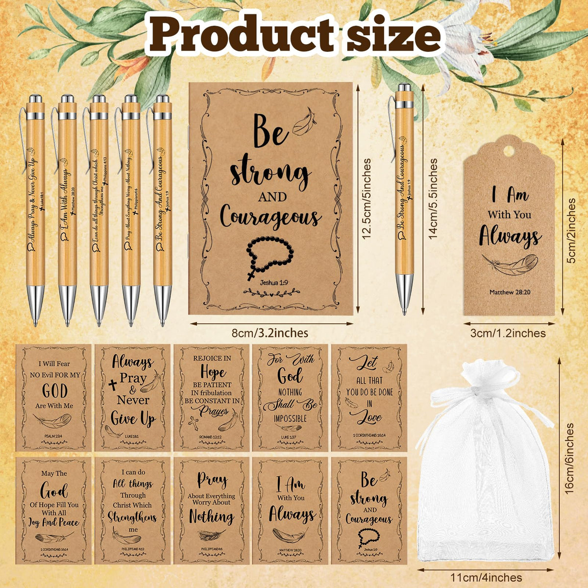 Qeeenar 200 Pcs Christian Gift Bulk Set Bible Verse, Brown, Classic