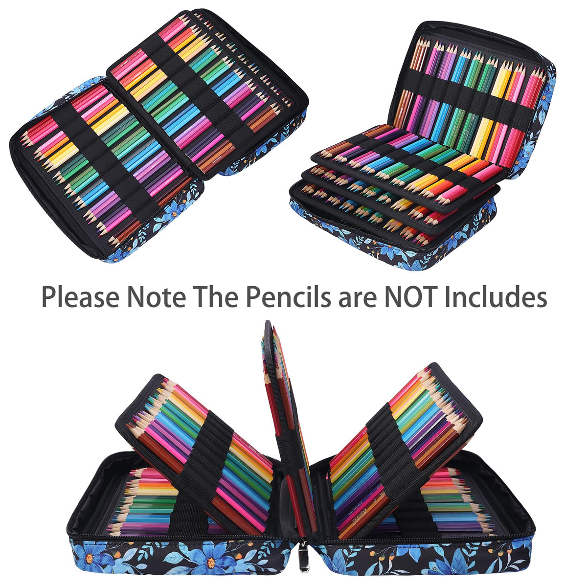 BOMKEE Colored Pencil Case 220 Slots Pencils/Gel Pens Organizer Waterproof Travel Case Zipper