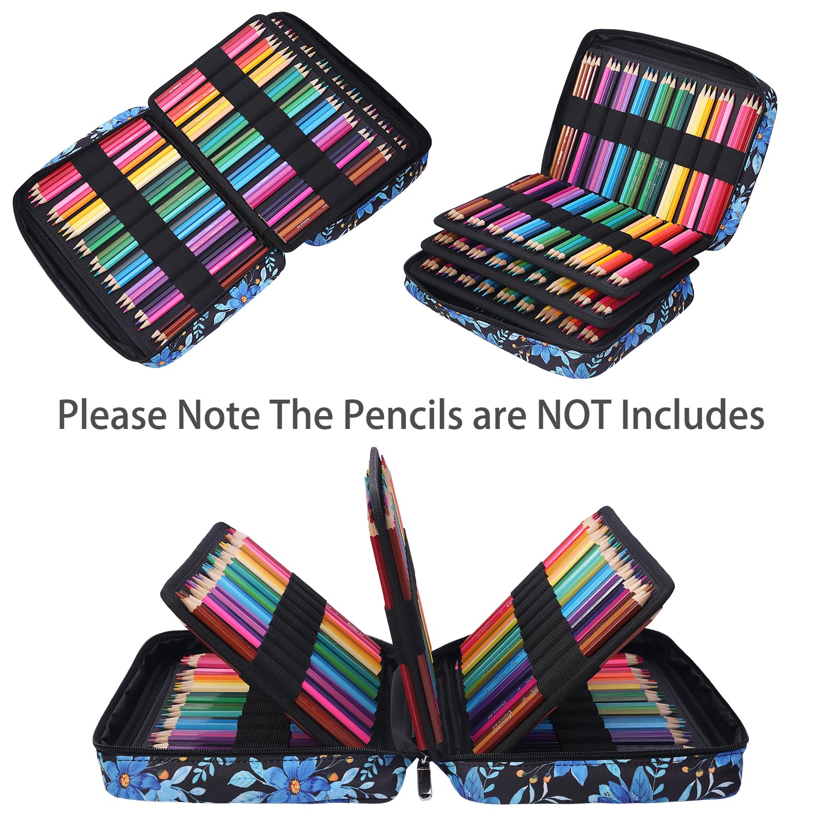 BOMKEE Colored Pencil Case 220 Slots Pencils/Gel Pens Organizer Waterproof Travel Case Zipper