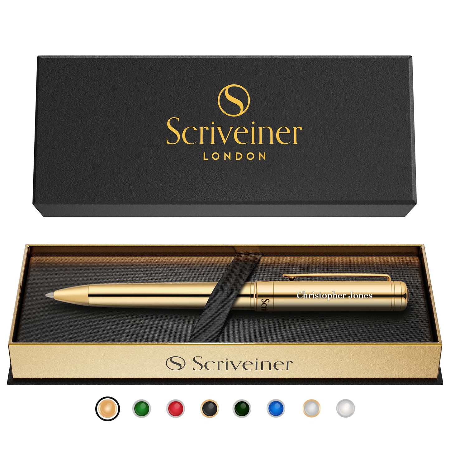 Scriveiner Personalized Gold Ballpoint Pen - Stunning Luxury Pen, Real Gold Plating, Schmidt Ink
