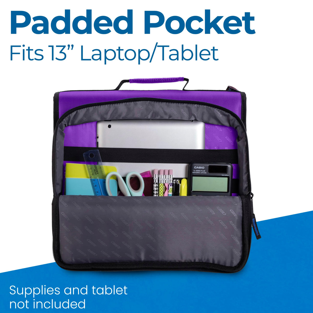 Case-it School Zipper Binder | 2" O-Rings | 400-Sheet | LT-007 Deep Purple