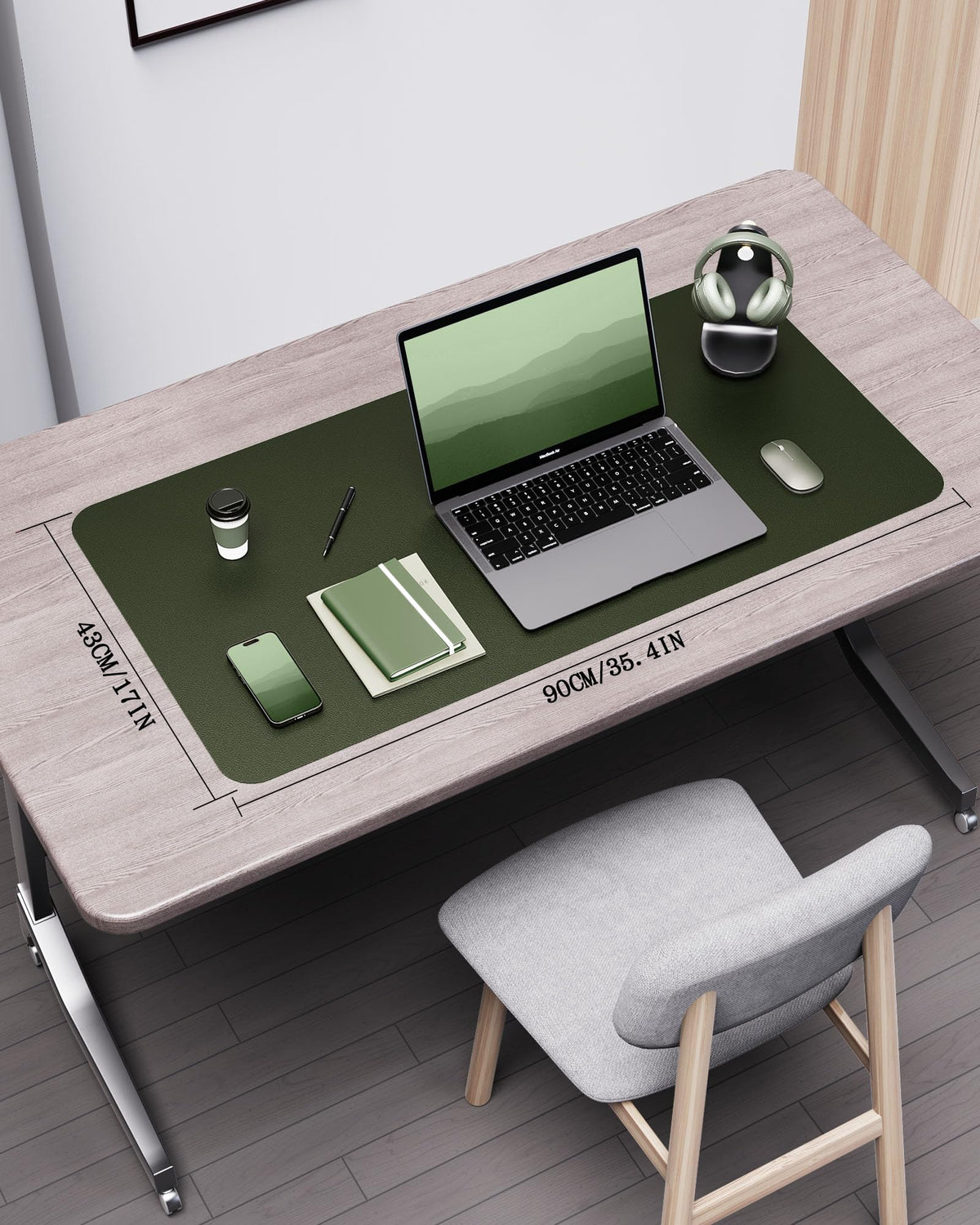 YSAGi Double-Sided Desk Pad, 35.4"x17" Leather Desk Mat, Eco Cork Desk Pad Protector,Large Mouse