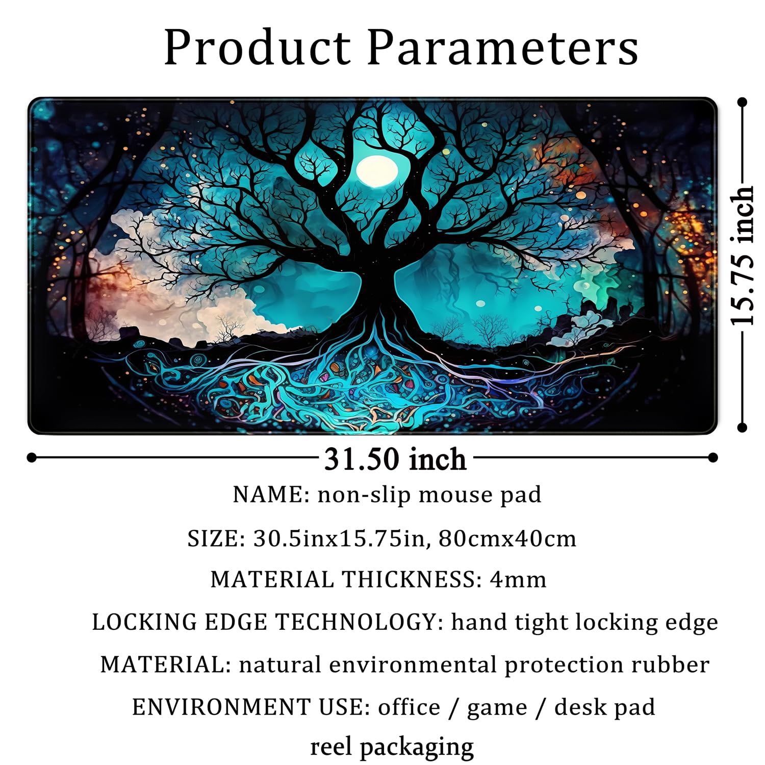 Vintage Blue AI Original Desk Mat Life Tree Aesthetics Desk Pad Large Flower Mouse Pad XXL Plant