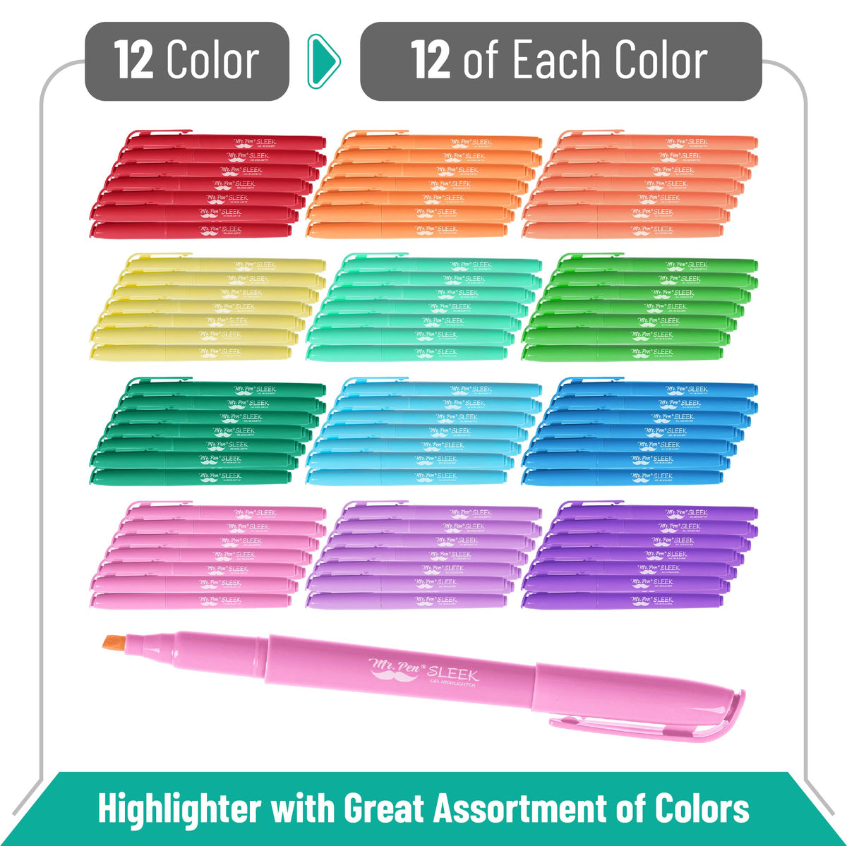 Mr. Pen- Bulk Highlighter Set, 144 Pack, Assorted Colors, Chisel Tip