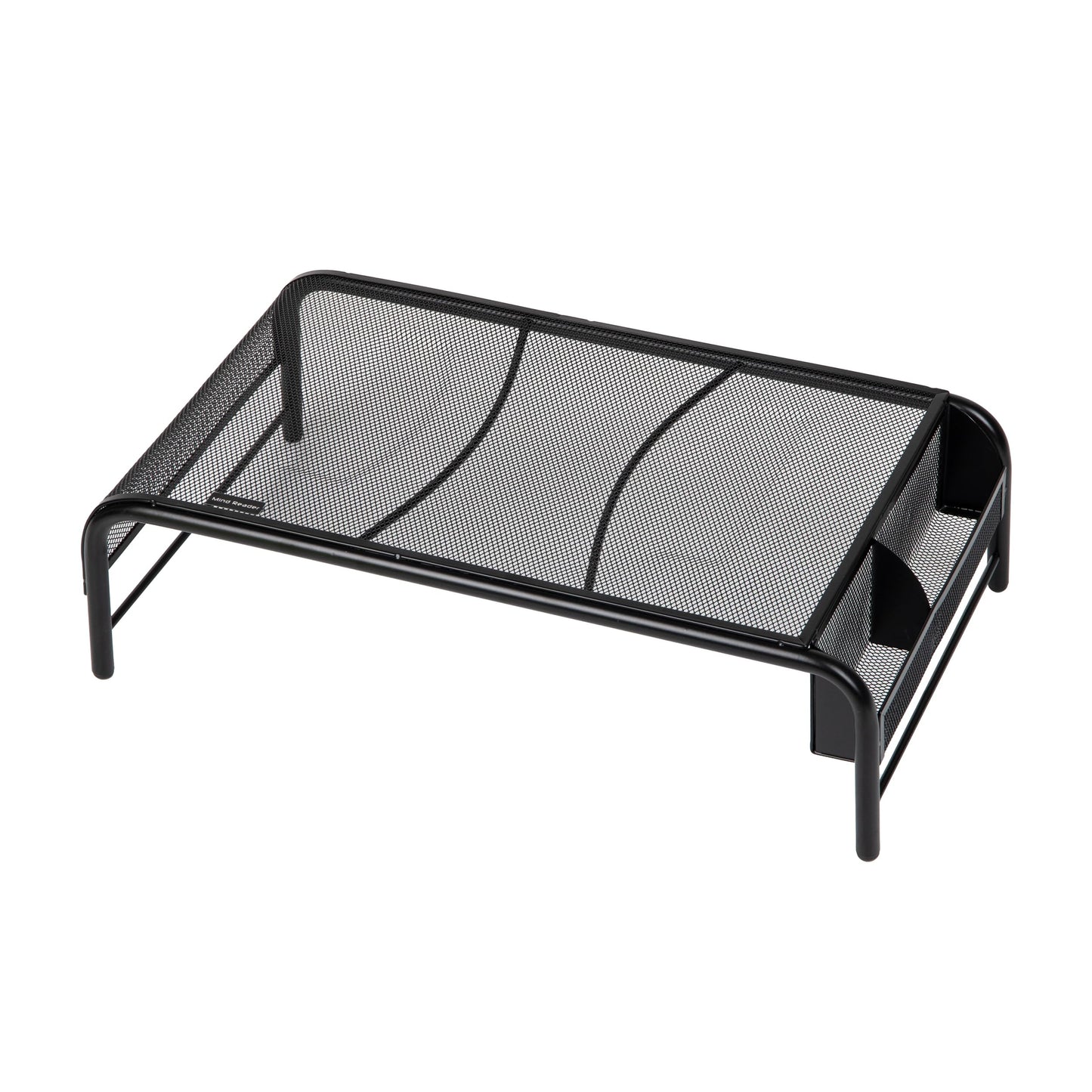 Mind Reader Monitor Stand, Ventilated Laptop Riser, Desktop Organizer, Side Storage, Metal Mesh