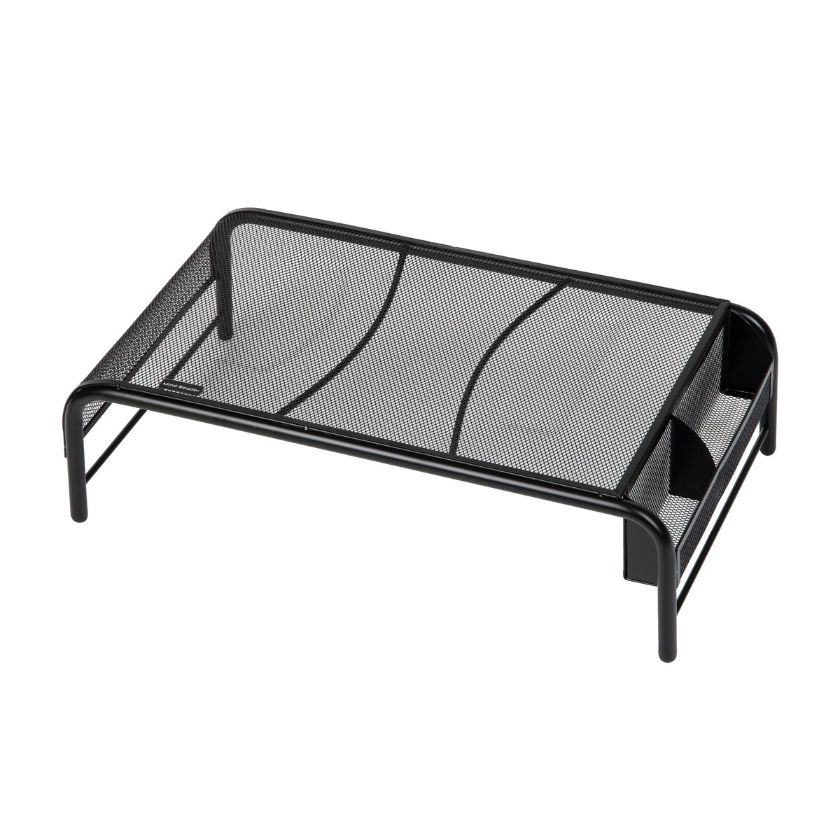 Mind Reader Monitor Stand, Ventilated Laptop Riser, Desktop Organizer, Side Storage, Metal Mesh