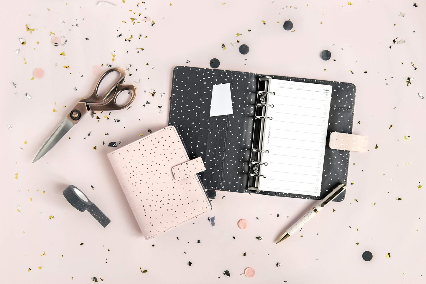 Filofax Confetti Ballpoint Pen - Rose Quartz, 132707, Black