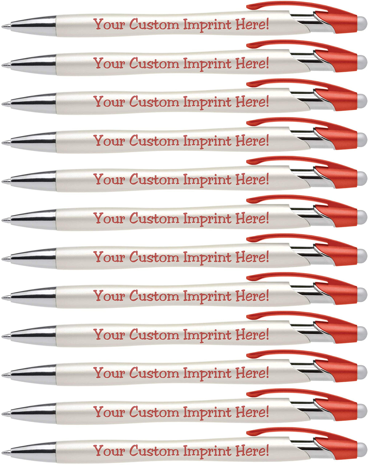 ExpressDesigns™ - Custom Pens with Stylus - The Pearl Personalized Metallic Printed Name Pens with
