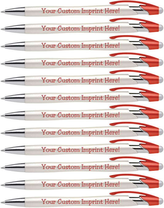 ExpressDesigns™ - Custom Pens with Stylus - The Pearl Personalized Metallic Printed Name Pens with