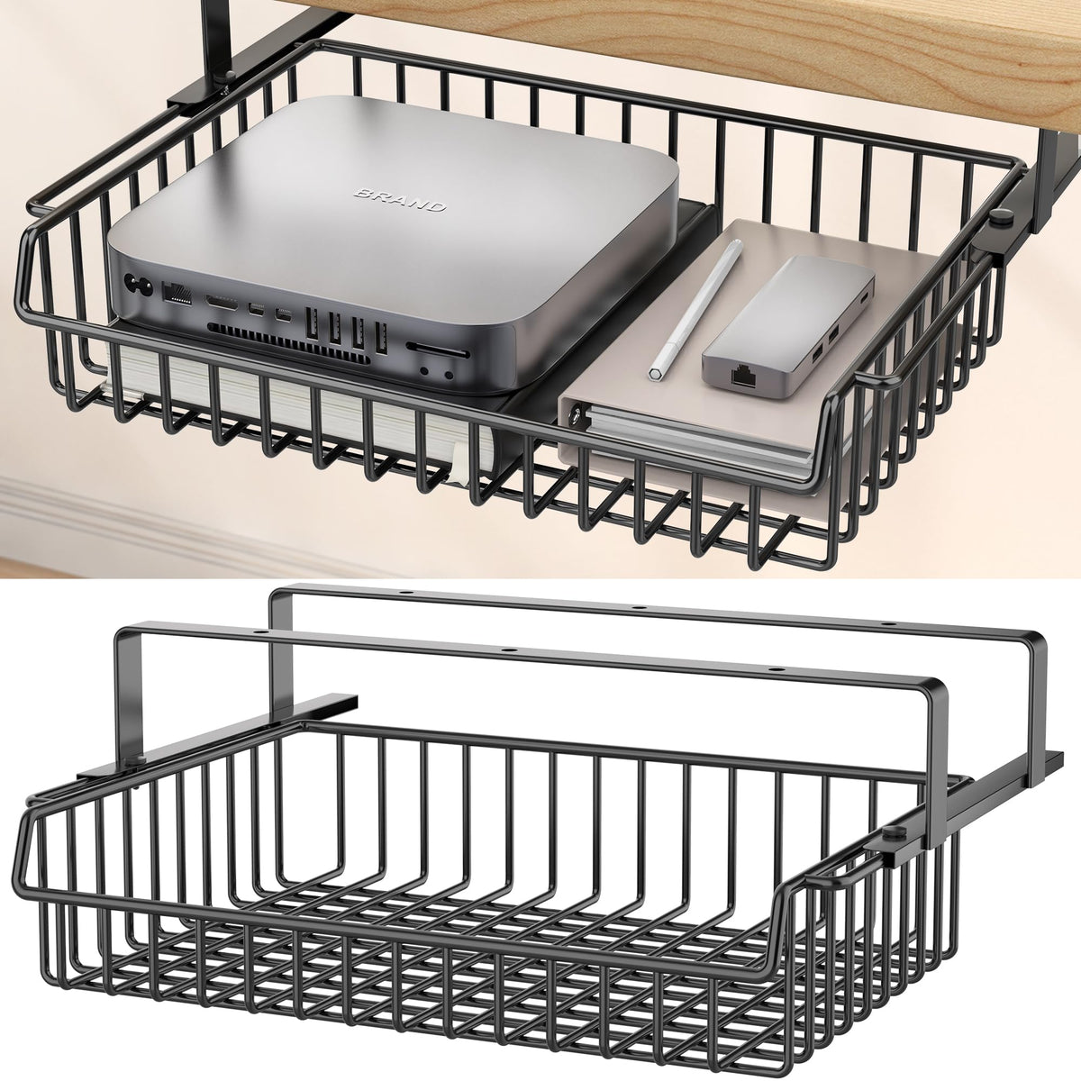 ENONCI Under Desk Drawer Slide Out No Drill Metal Storage Cabinet