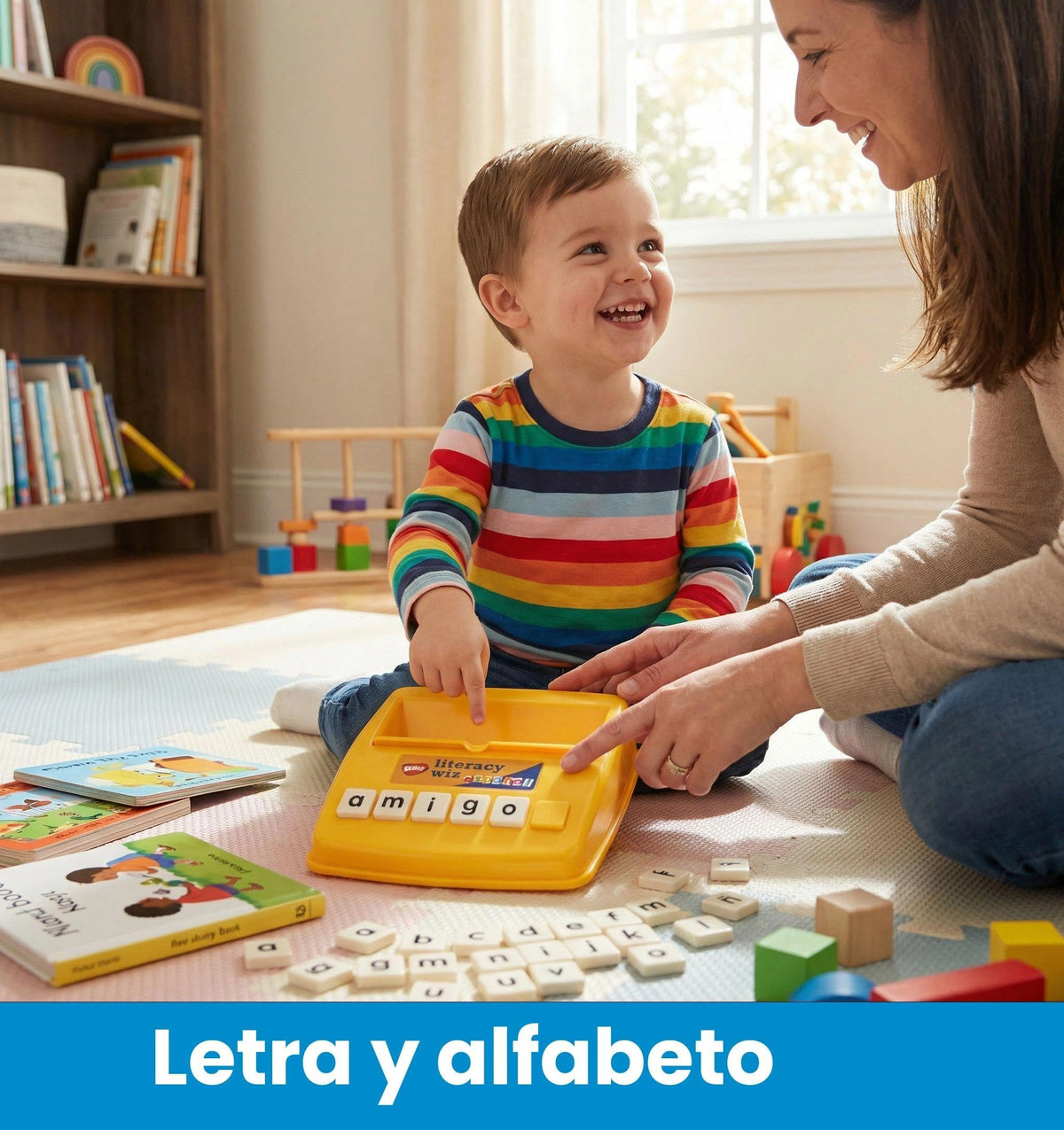 BOHS Spanish Flash Cards for Kids, 60-Card Spelling Game with 61 Tiles