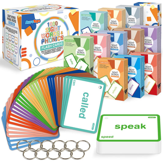 1012 Sight Words/Phonics Flash Cards, Dolch & Fry High Frequency Site Words