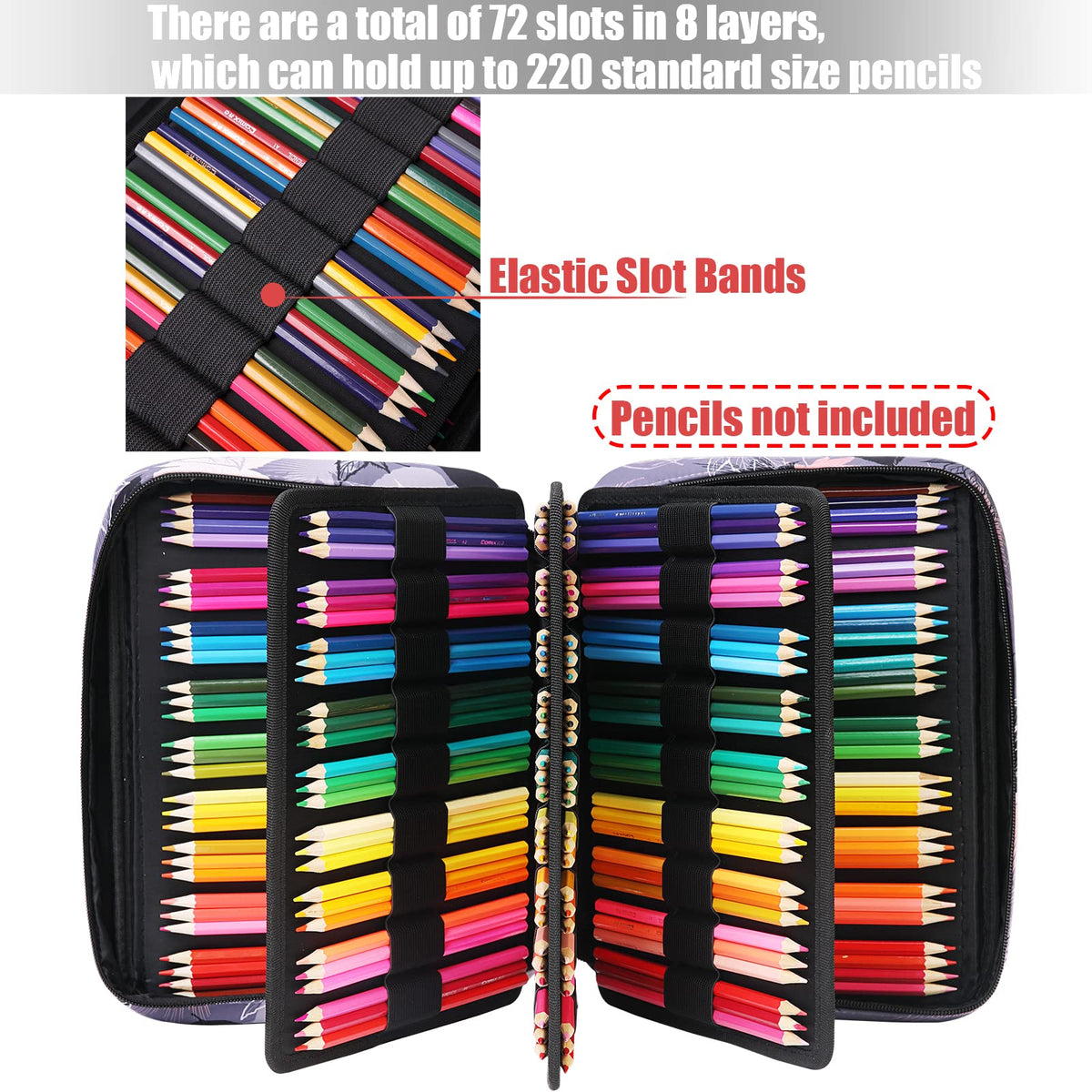 AYVANBER Colored Pencil Case 220 Slots Pen Holder,Waterproof Organizer Bag Portable Handy Painting