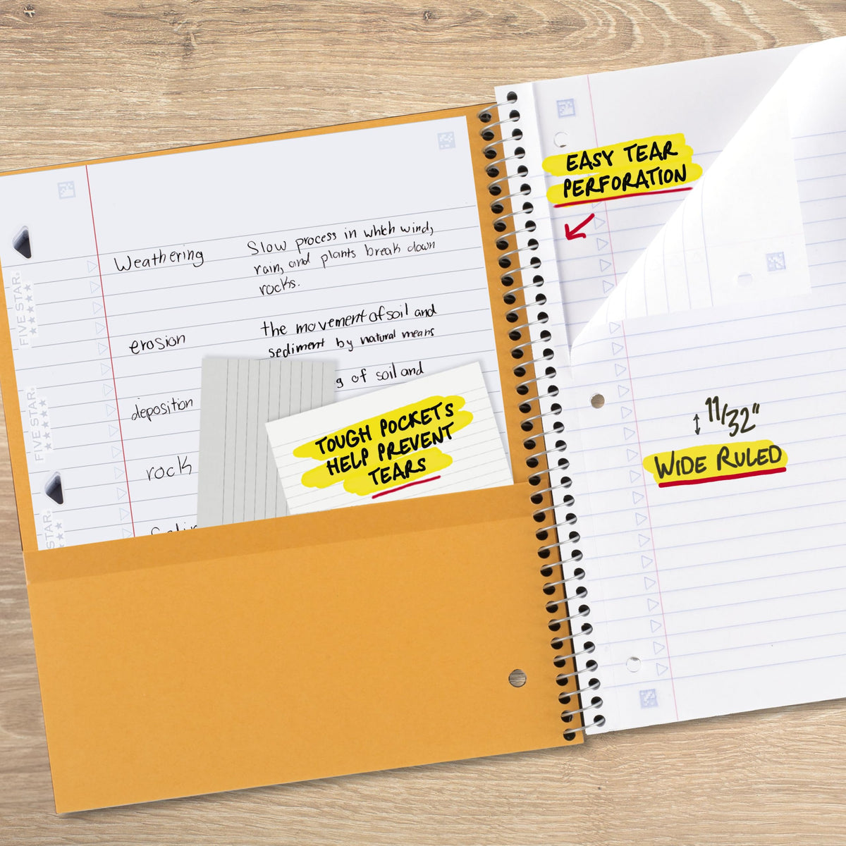 Five Star Spiral Notebook + Study App, 1 Subject, Wide Ruled 8" x 10.5" Paper, 100 Sheets, Fights