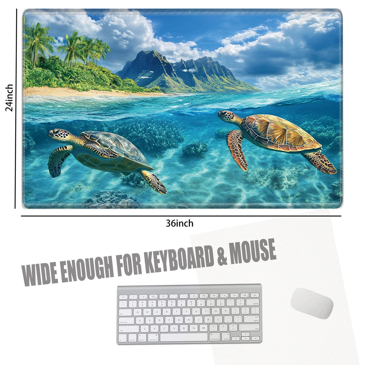 36x24 Desk Mat Sea Turtle Mouse Pad Oversized Huge Mousepad Gaming XXXL Extra Large Desk Pad Giant