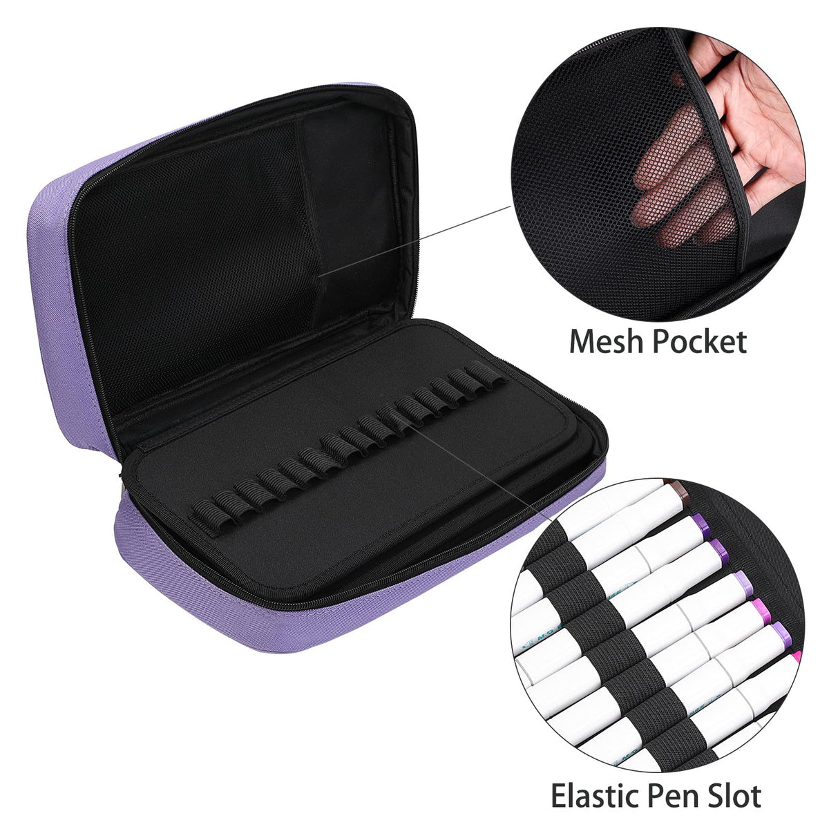 BOMKEE Large Marker Organizer - 60 Slot Case with Carrying Handle