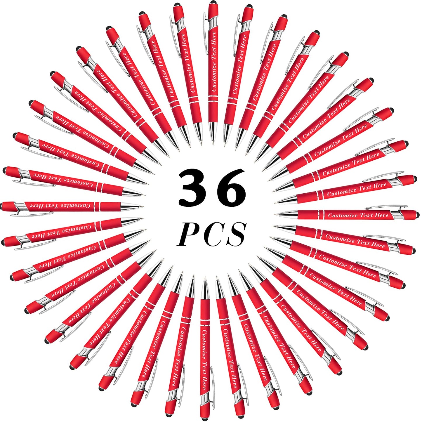 Personalized Pens Bulk with Stylus Tip 36 Pcs Custom Engraving Ballpoint Pens with Name Message