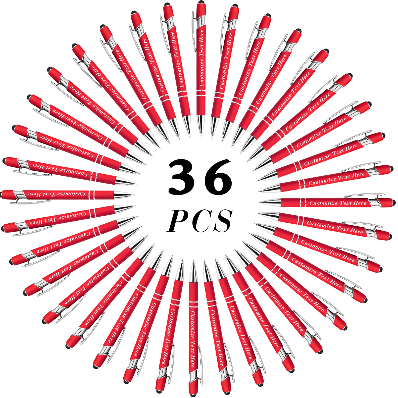 Personalized Pens Bulk with Stylus Tip 36 Pcs Custom Engraving Ballpoint Pens with Name Message