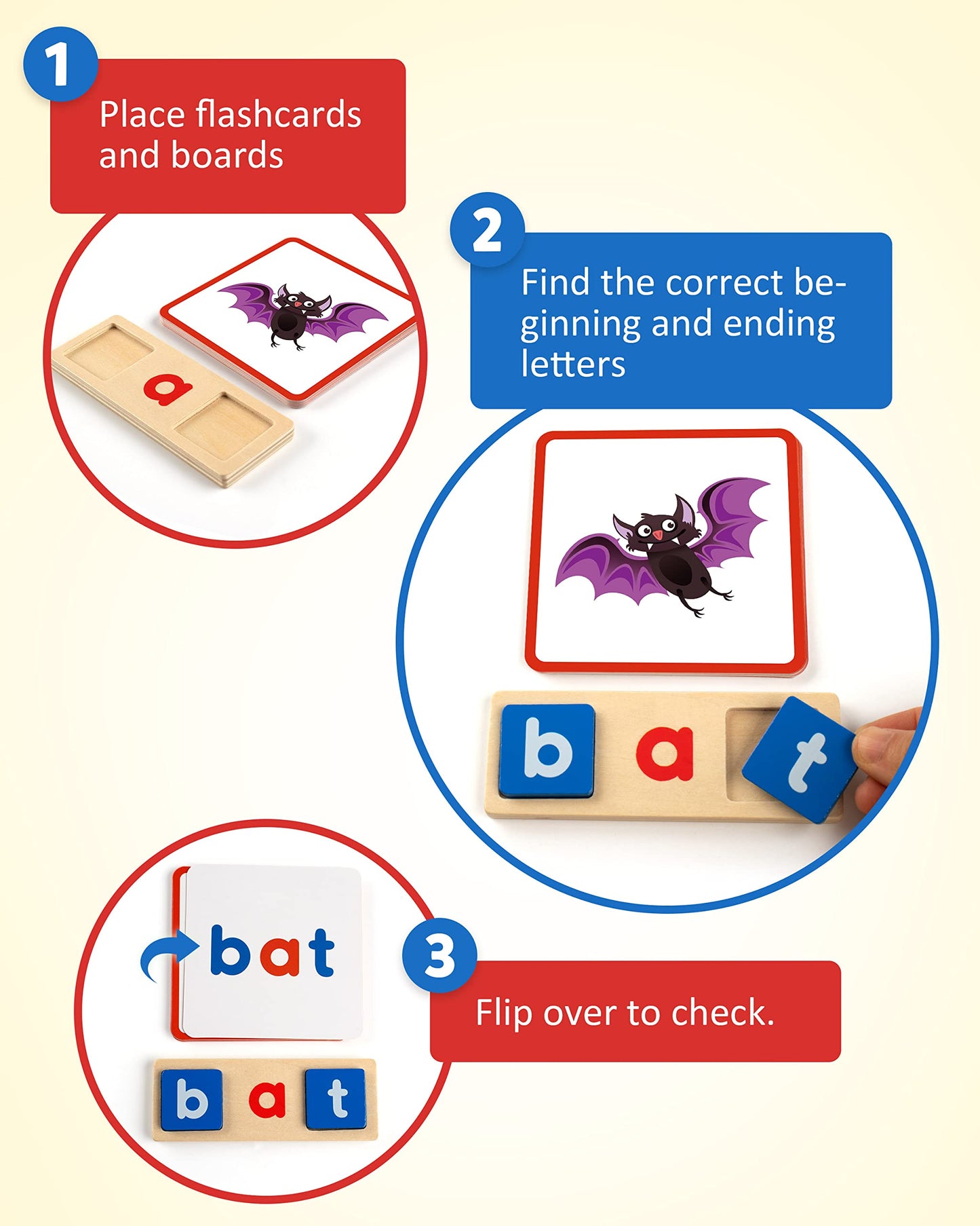 Coogam Wooden Short Vowel Reading Letters Sorting Spelling Games, Site CVC Words Learning