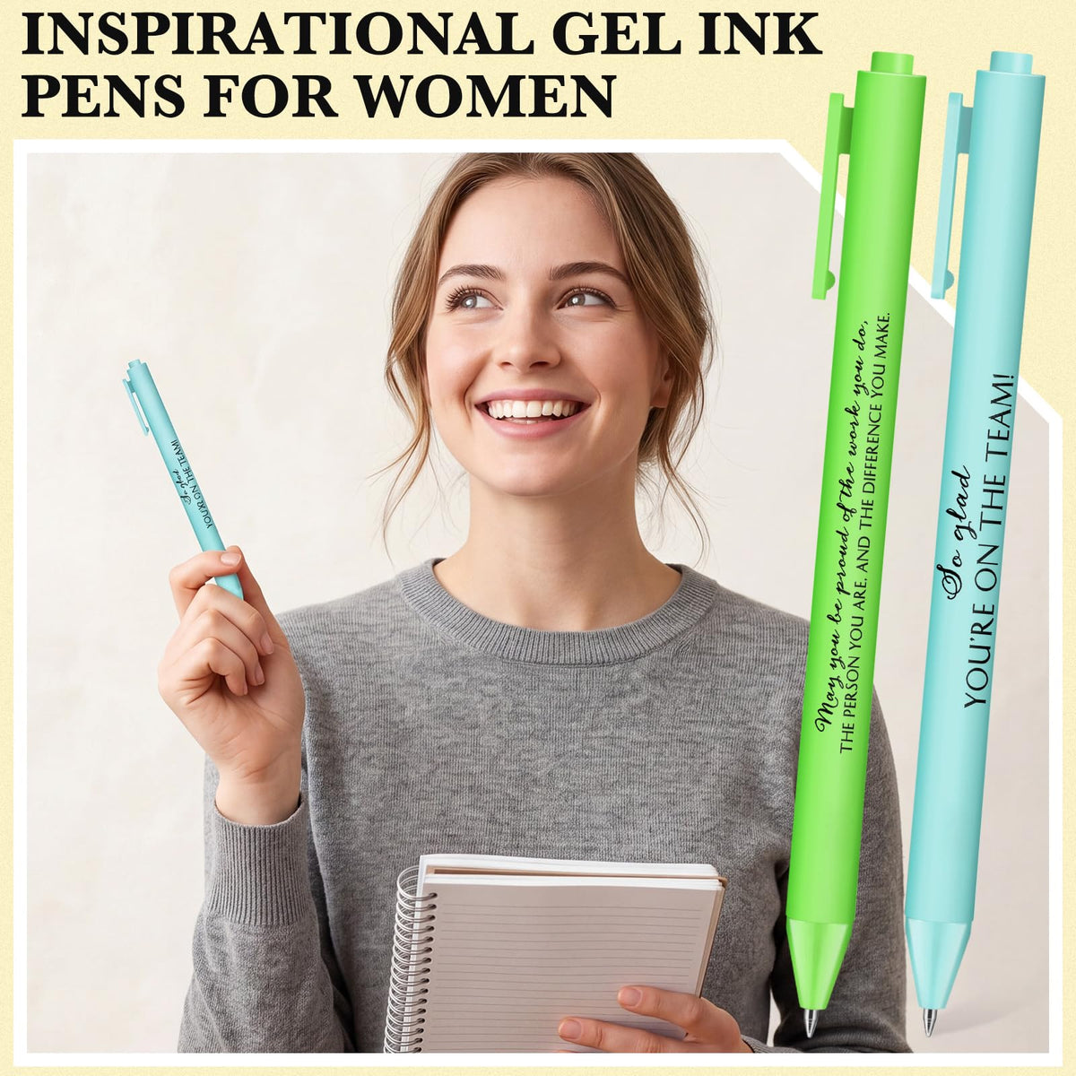 Crtiin 100 Pcs Inspirational Pens Bulk Vibrant Colors, Team Motivation