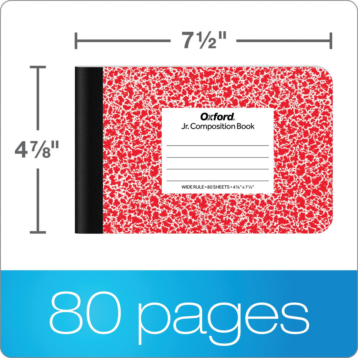 Oxford Composition Mini Notebooks, 6 Pack, Cover Colors Vary, Wide Ruled Paper, 4-7/8 x 7-1/2 Inch