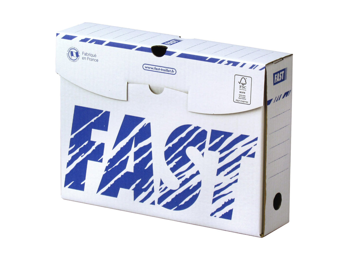 Manual Fast Archive Boxes (Pack of 10 8 cm Spine 25X33 White/Blue