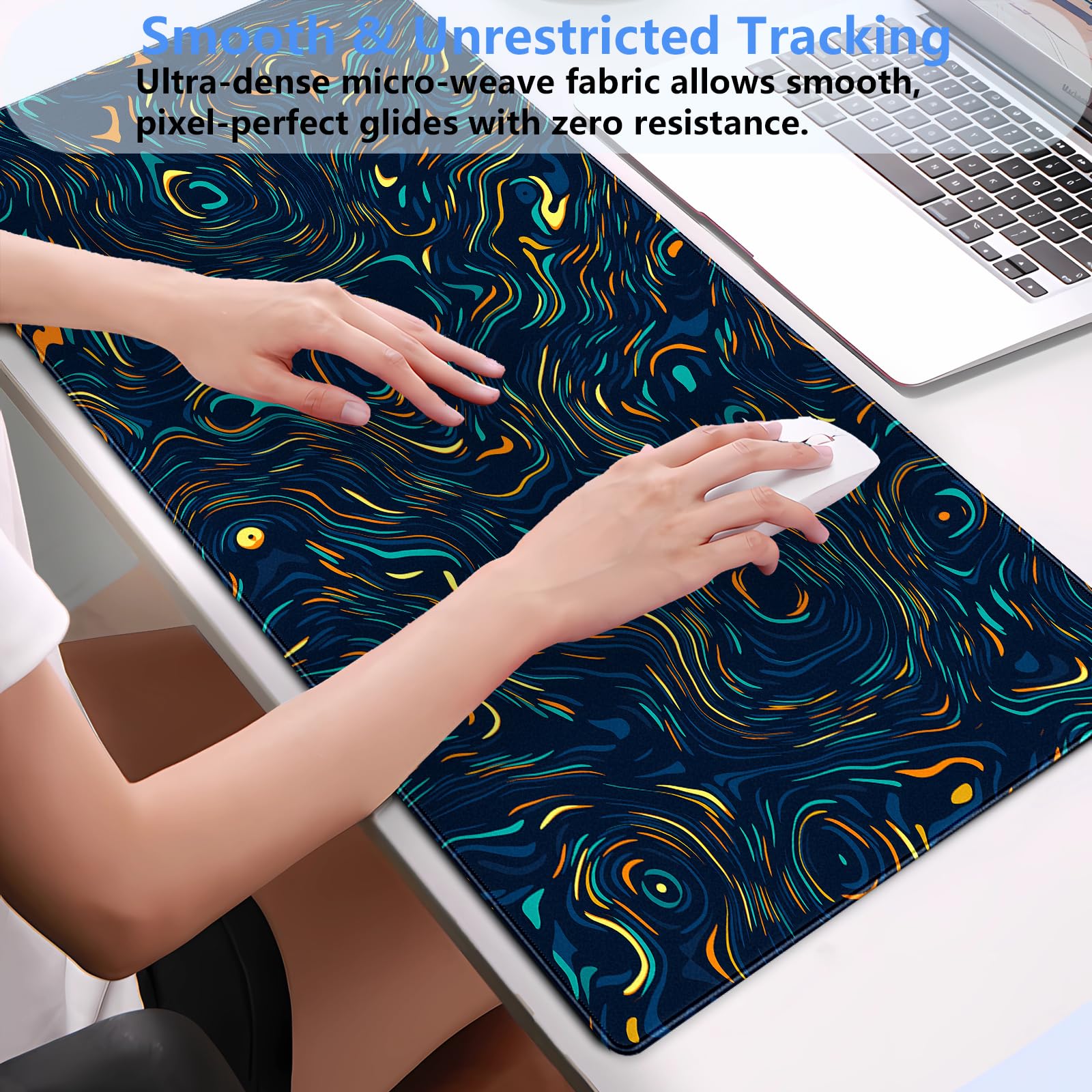 Abstract Swirl Desk Mat, XXL Large Gaming Mouse Pad
