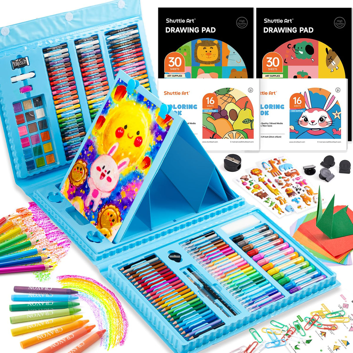 Shuttle Art 335 Piece Kids Art Set, Multi-Media Art Supplies, Gift Art Kit with Trifold Easel, 2