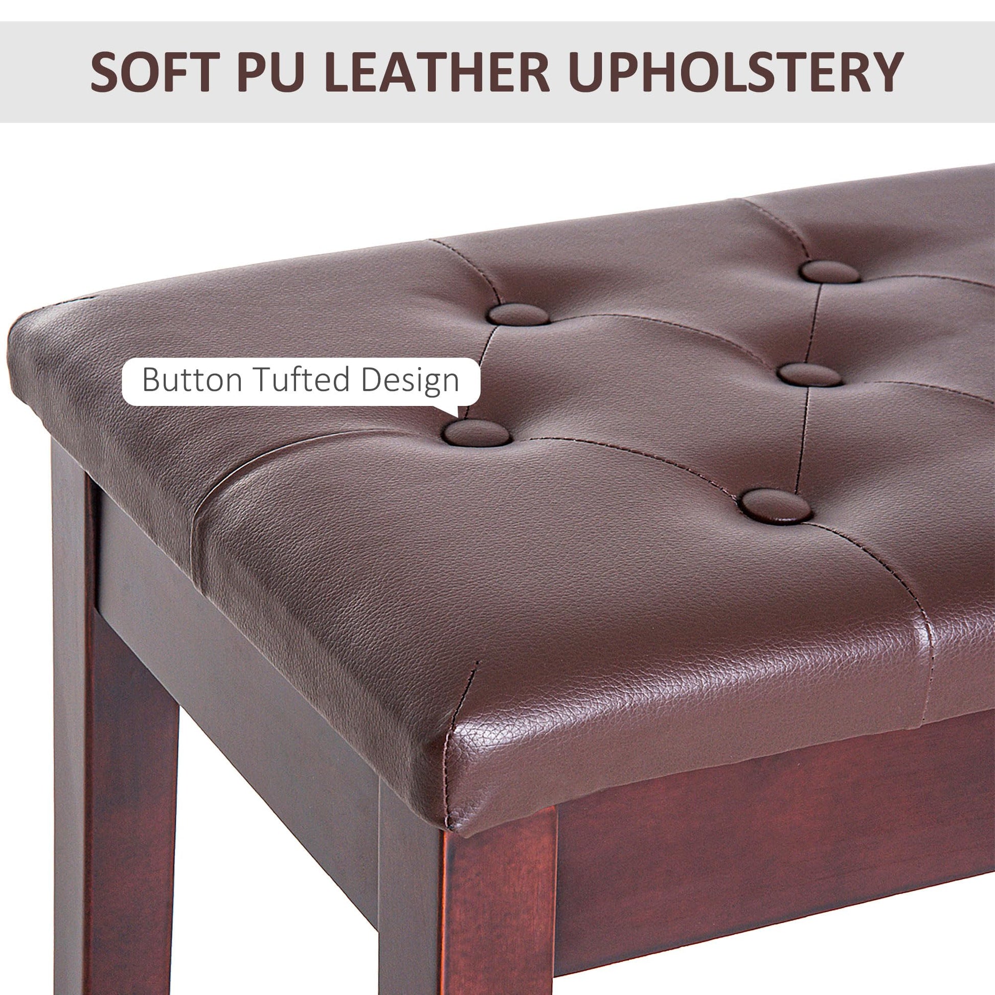 HOMCOM Piano Bench with Faux Leather Padded Cushion, Chestnut Brown