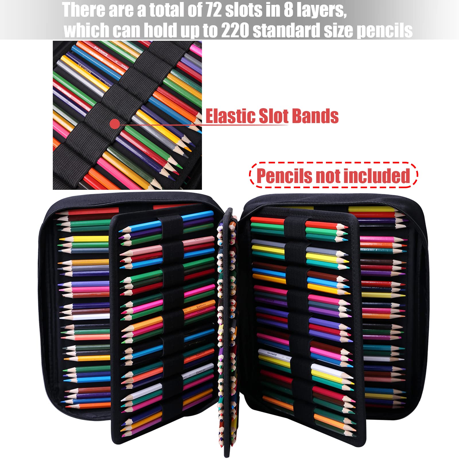 AYVANBER Colored Pencil Case 220 Slots Gel Pens Holder Waterproof Organizer Bag Portable Artist