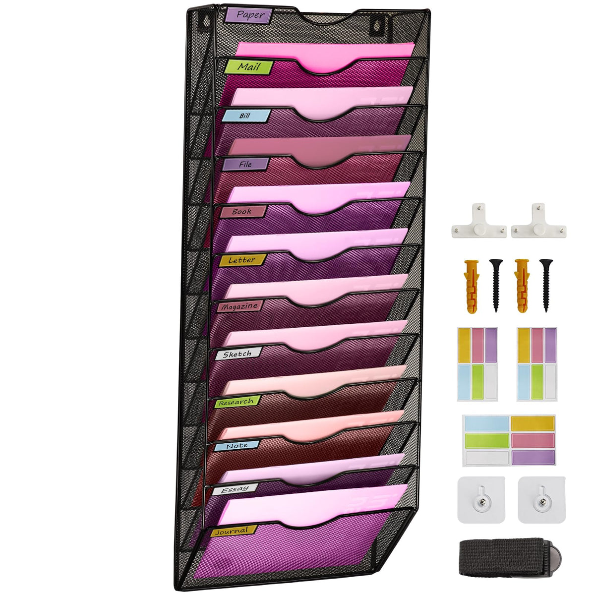 ideallife Wall Mounted File Organiser A8 Mesh in Hanging Wall File Holder Mail Organiser