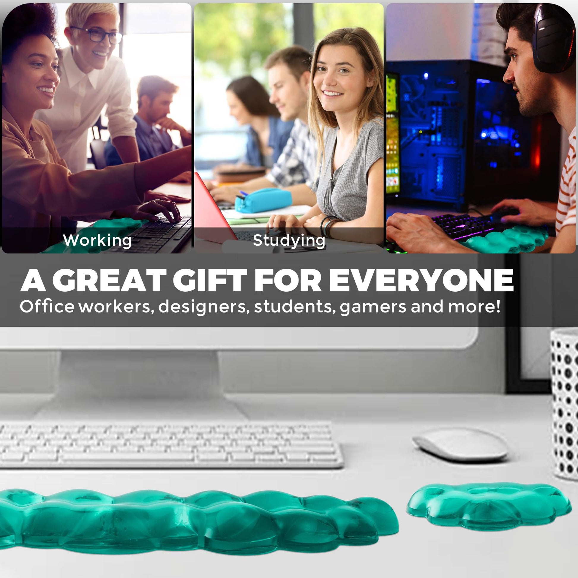 ABRONDA Gel Cloud Keyboard & Mouse Wrist Rest Set - Cloud Keyboard Wrist Rest Pad & Mouse Support