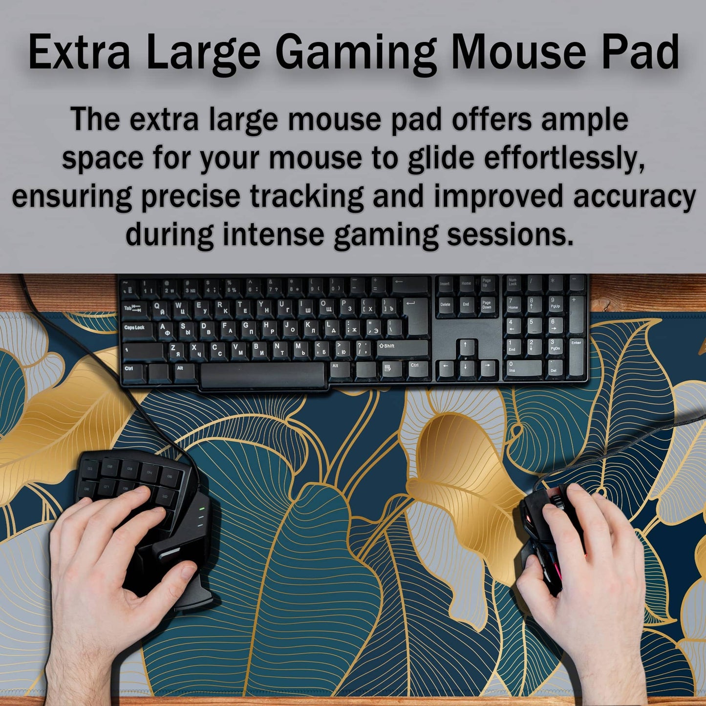 Samgula Mouse Pad for Women Gold Blue Desktop Pad Gaming Mouse Pads Large Mousepad Office Pad