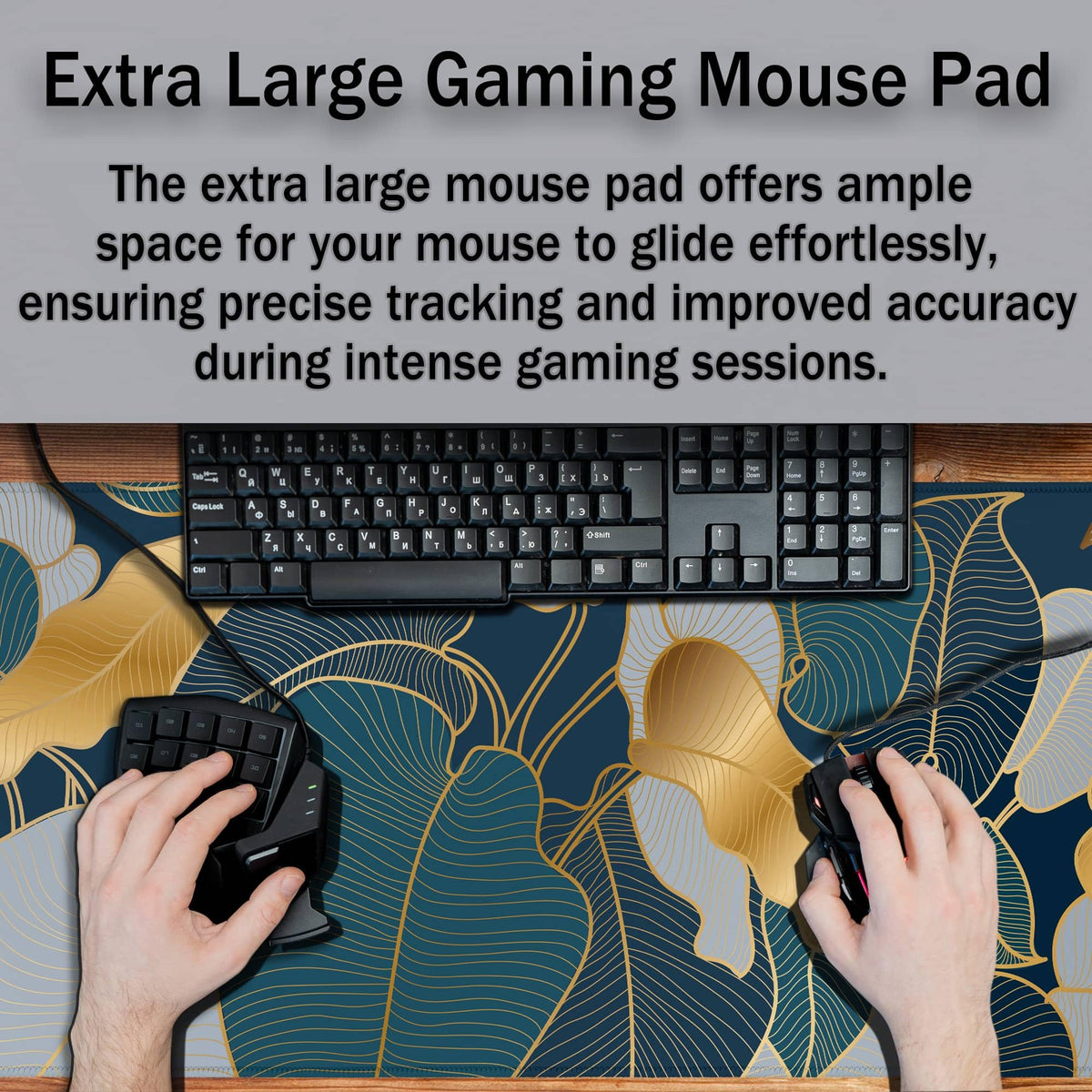 Samgula Mouse Pad for Women Gold Blue Desktop Pad Gaming Mouse Pads Large Mousepad Office Pad