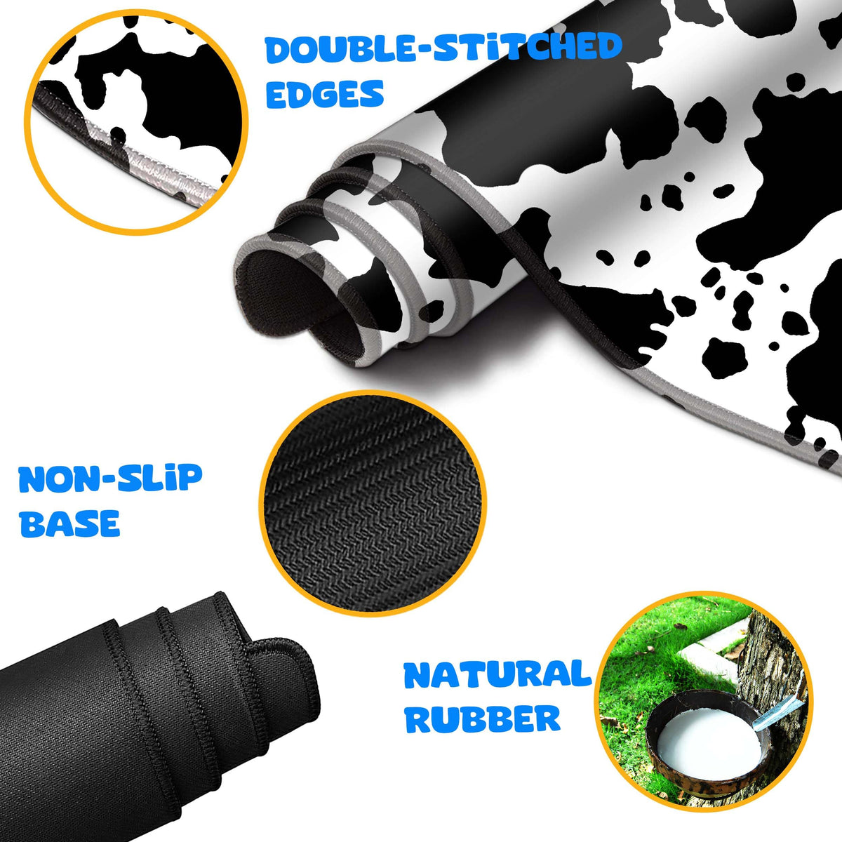 HaoSiTeck 4-Piece Extended Large Mouse Pad Set for Women Men with Cow Print Design Includes 35.4 x