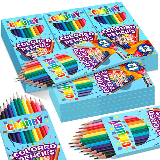 Craiiby Colored Pencils Bulk 288 Count, 24 Packs Pre-Sharpened 12 Colors, Ideal for Classroom
