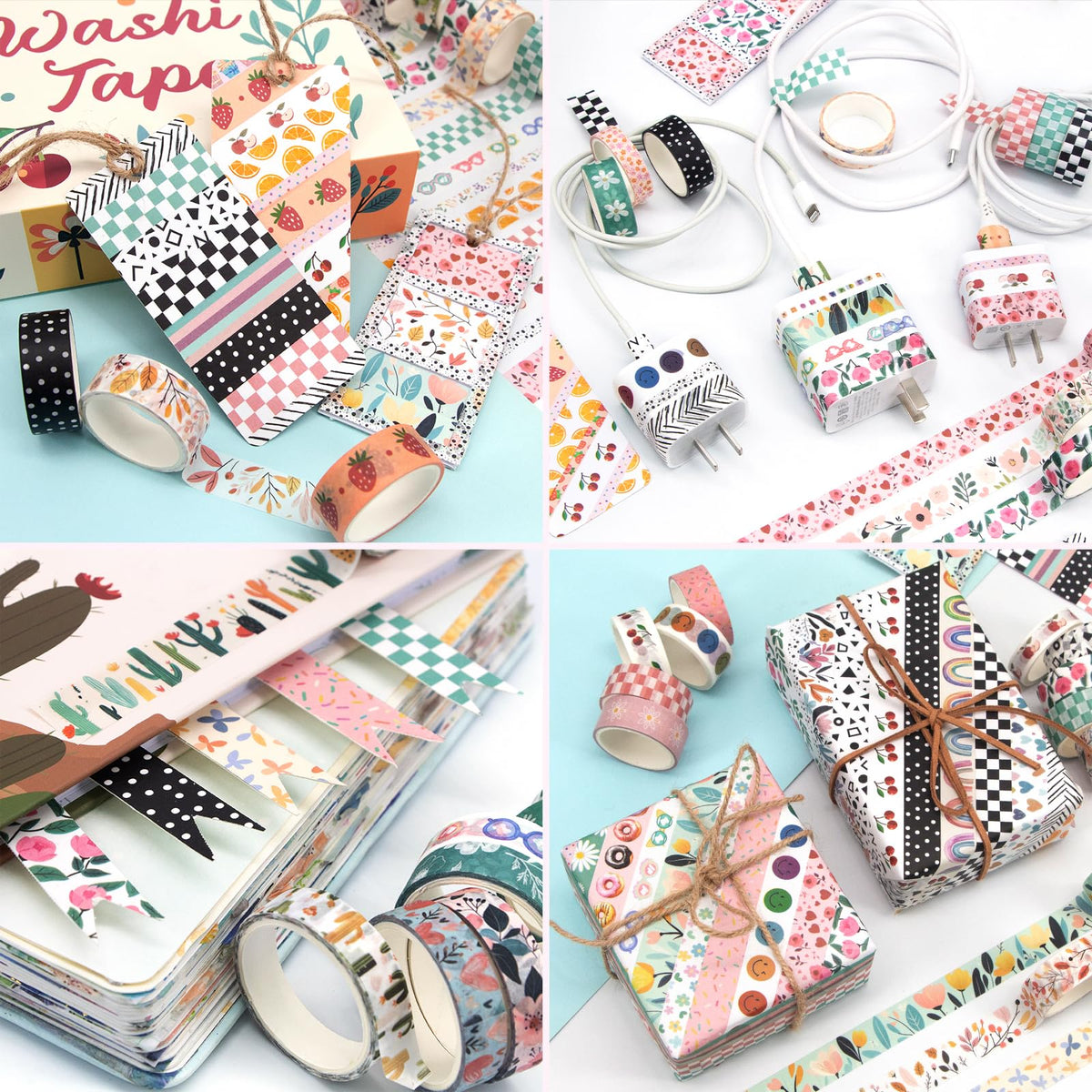 MOOKER 55 Rolls Holiday Washi Tape Set - Decorative Tape Seasonal Bohemian Colored Tape, Cute Washi