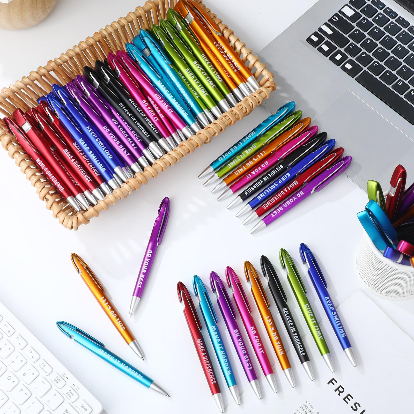 Lincia 200 Pcs Inspirational Ballpoint Pens Bulk, Medium Point, Black Ink