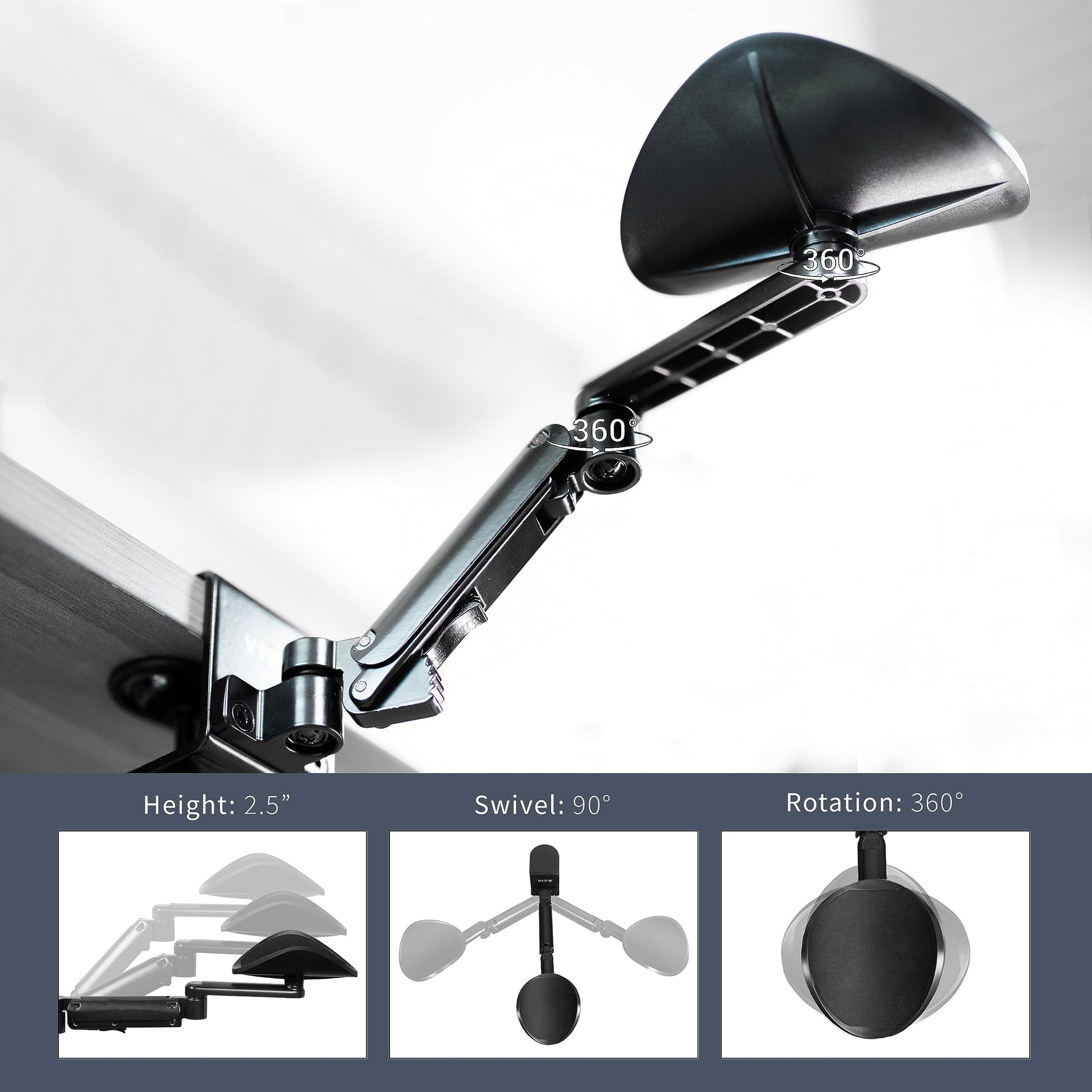 VIVO Black Clamp-on Adjustable Arm Rest, MOUNT-ARM01