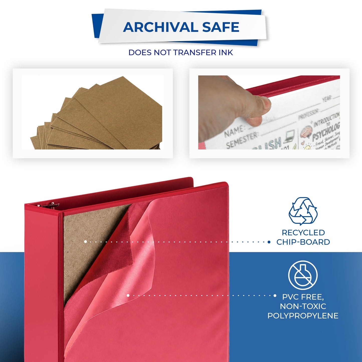 Samsill 2 Inch 3 Ring Binders, Economy Round Ring, Clear View Cover, 425 Sheet Capacity - for