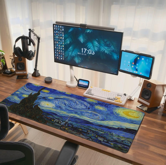 Van Gogh Starry Night Mouse Pad Extended Large Gaming Mousepad XL Big Long Oversized Desk Mat