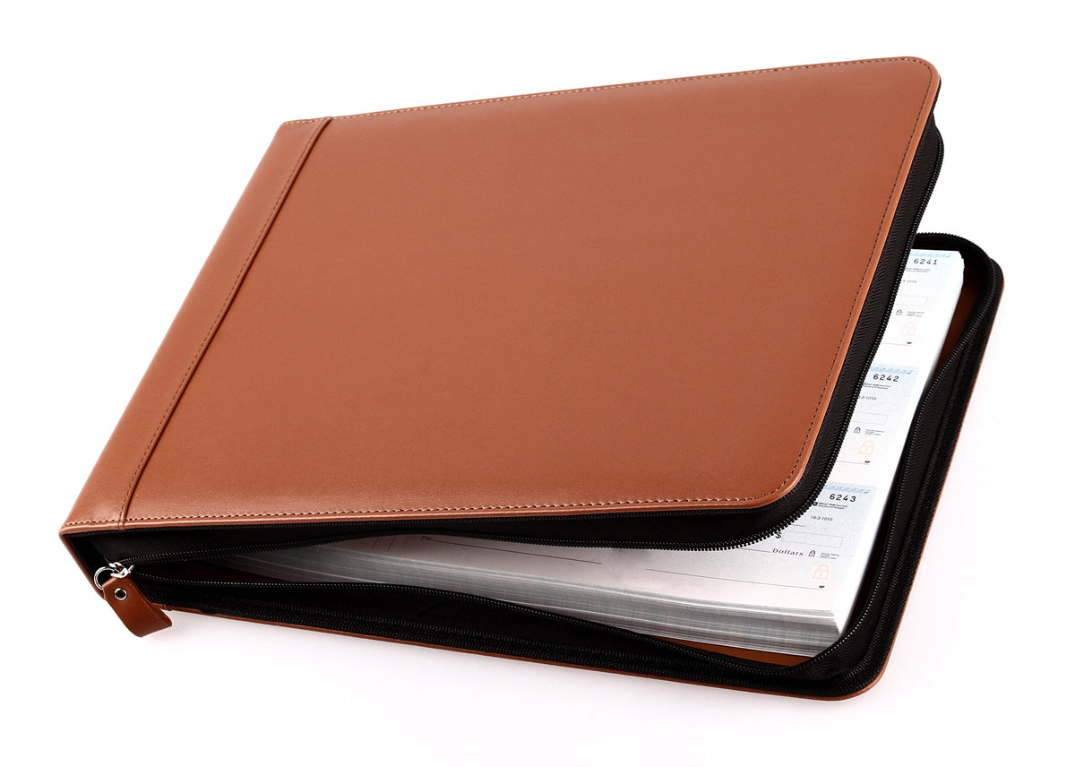 2Fold Zippered Business Checkbook Binder - 7 Ring Binder for Business Checks with Built-in